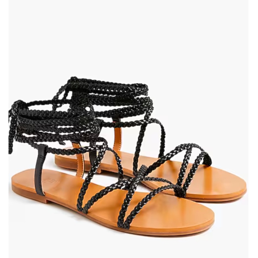 J Crew Braided Ankle Wrap Sandals sz 8.5 EU 39